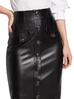 Barrie Vegan Leather Midi-Skirt