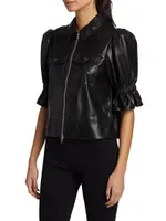 Holly Faux Leather Puff-Sleeve Jacket