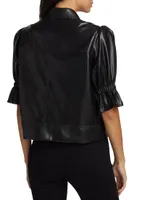 Holly Faux Leather Puff-Sleeve Jacket