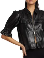 Holly Faux Leather Puff-Sleeve Jacket