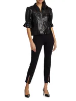 Holly Faux Leather Puff-Sleeve Jacket