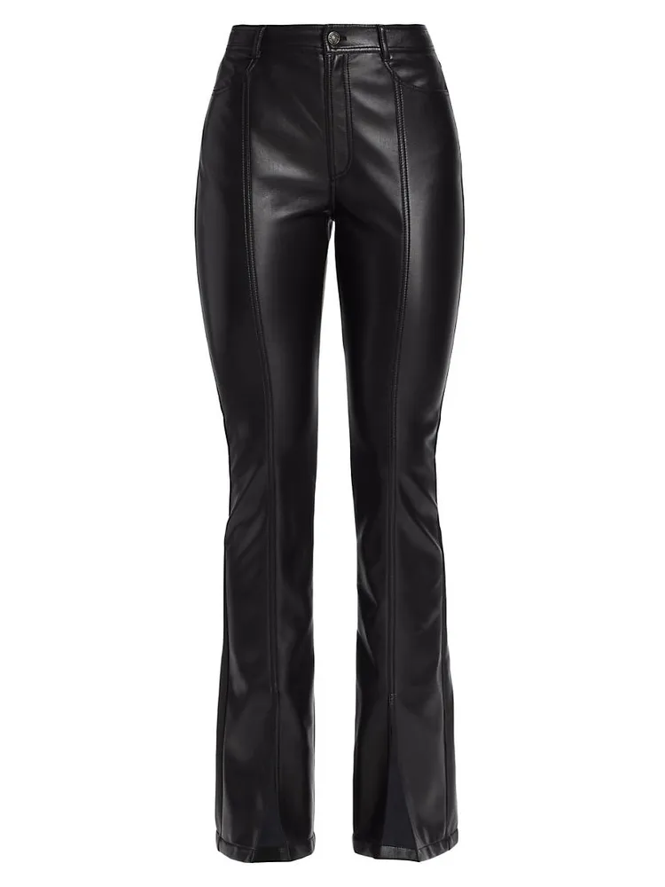 Shanis Vegan Leather Split-Hem Pants