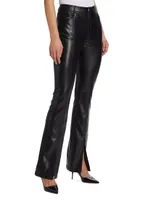 Shanis Vegan Leather Split-Hem Pants