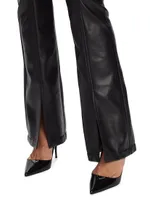 Shanis Vegan Leather Split-Hem Pants