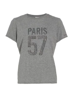 Paris 57 EmbellishedCotton-Blend Short-Sleeve T-Shirt