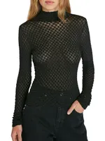 Lace Mesh Turtleneck Blouse