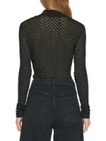 Lace Mesh Turtleneck Blouse