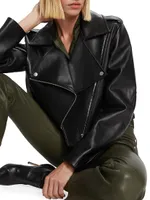 Leather Cropped Moto Jacket