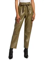 Tesse Belted Faux Leather Cargo Pants