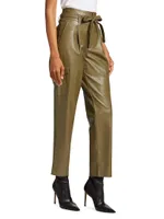 Tesse Belted Faux Leather Cargo Pants