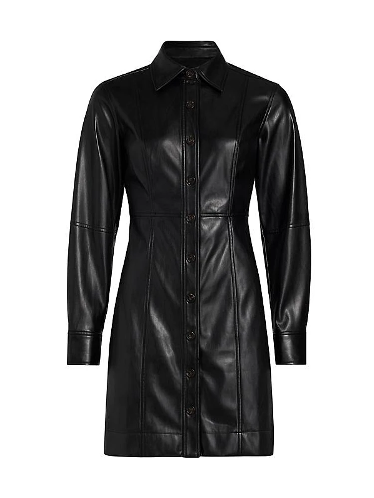 Ruby Faux Leather Mini Shirtdress