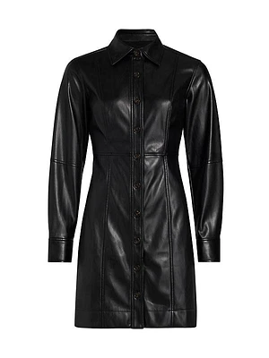 Ruby Faux Leather Mini Shirtdress