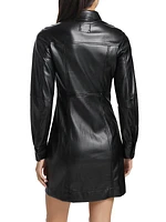 Ruby Faux Leather Mini Shirtdress