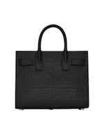 Sac De Jour Nano Top Handle Bag Embossed Crocodile Shiny Leather