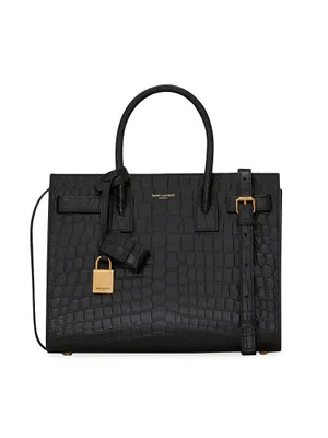 Sac De Jour Baby Top Handle Bag In Crocodile-Embossed Matte Leather