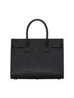 Sac De Jour Baby Top Handle Bag In Crocodile-Embossed Matte Leather