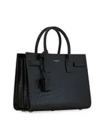 Sac De Jour Baby Top Handle Bag In Crocodile-Embossed Matte Leather