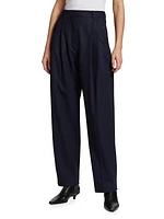 Double-Pleated Wool-Blend Trousers