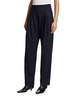 Double-Pleated Wool-Blend Trousers