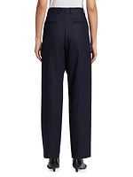 Double-Pleated Wool-Blend Trousers