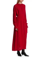 Long-Sleeve Crepe Maxi Dress