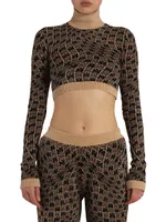 Ma Swirl Monogram Cropped Blouse