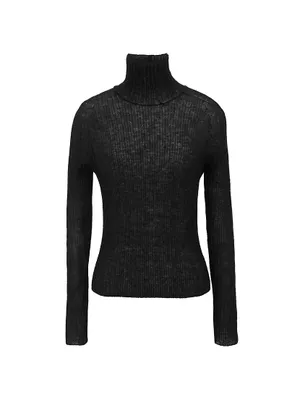 Turtleneck Top Ribbed Knit