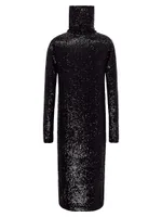 Long Turtleneck Sweater Sequined Jersey