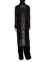 Long Turtleneck Sweater Sequined Jersey