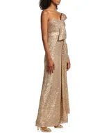 Strapless Sequin Bow Gown