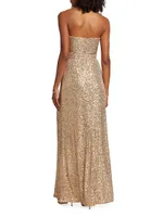 Strapless Sequin Bow Gown