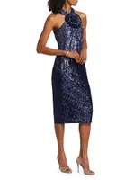 Rosette Sequin Midi-Dress