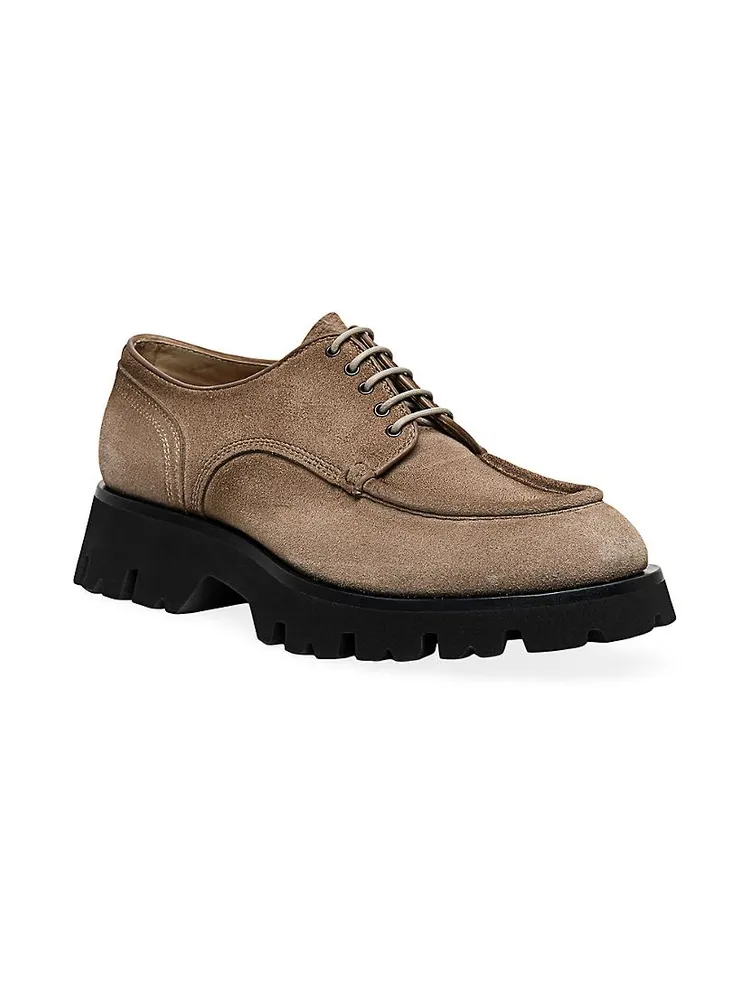 Suede Lug-Sole Derby Shoes