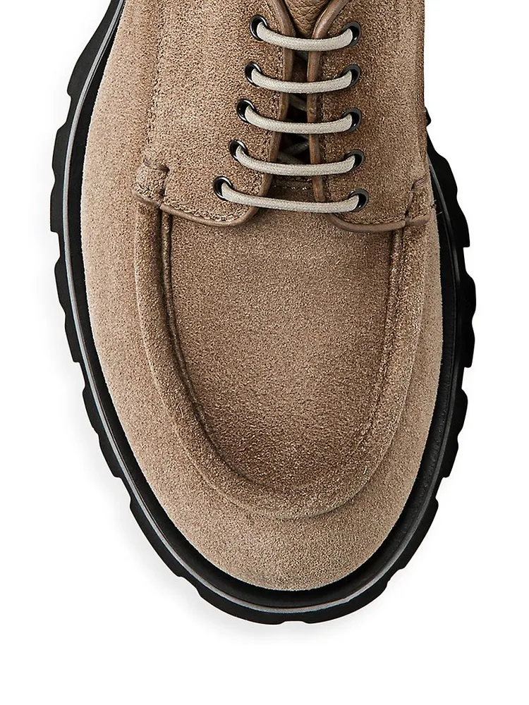 Suede Lug-Sole Derby Shoes