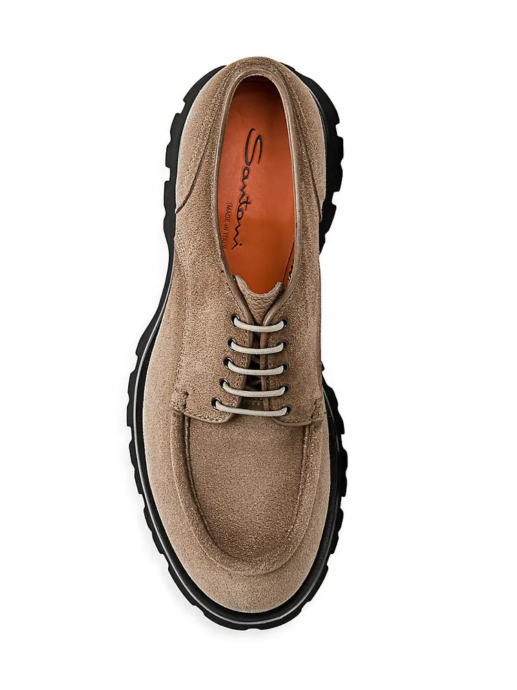 Suede Lug-Sole Derby Shoes