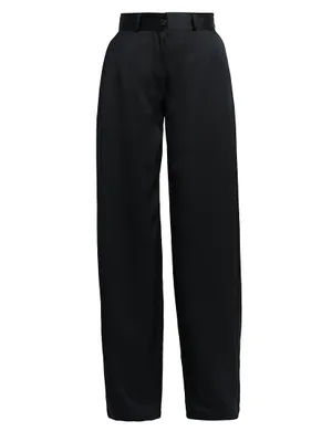 Wide-Leg Twill Trousers