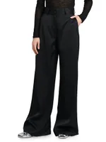 Wide-Leg Twill Trousers