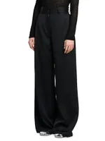 Wide-Leg Twill Trousers