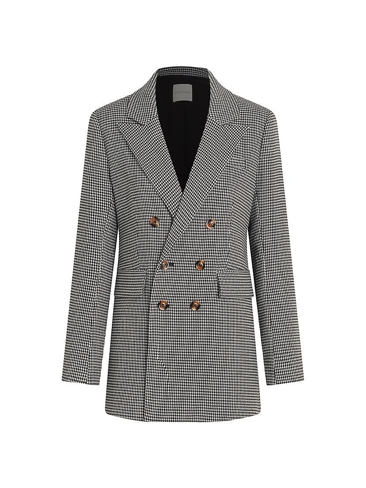 Phoebe Houndstooth Double-Breasted Blazer