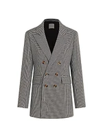 Phoebe Houndstooth Double-Breasted Blazer