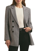 Phoebe Houndstooth Double-Breasted Blazer