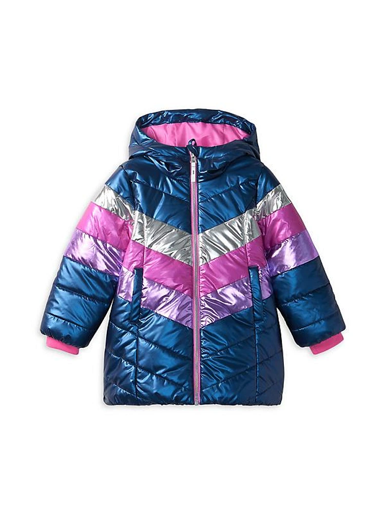 Little Girl's & Girl's Rainbow Shimmer Puffer Jacket