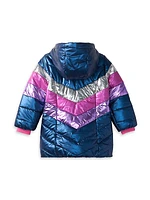 Little Girl's & Girl's Rainbow Shimmer Puffer Jacket