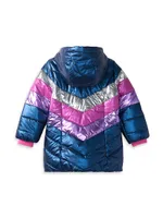 Little Girl's & Rainbow Shimmer Puffer Jacket