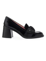 Leandra 89MM Leather Block-Heel Loafers