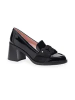 Leandra 89MM Leather Block-Heel Loafers