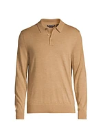 Wool Long-Sleeve Polo Shirt