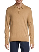 Wool Long-Sleeve Polo Shirt