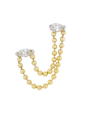 Iskra Goldie Two-Tone 14K Gold & 0.24 TCW Diamond Ball Chain Earring