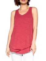 Shrunken Raw Mock Hem Shirttail Tank